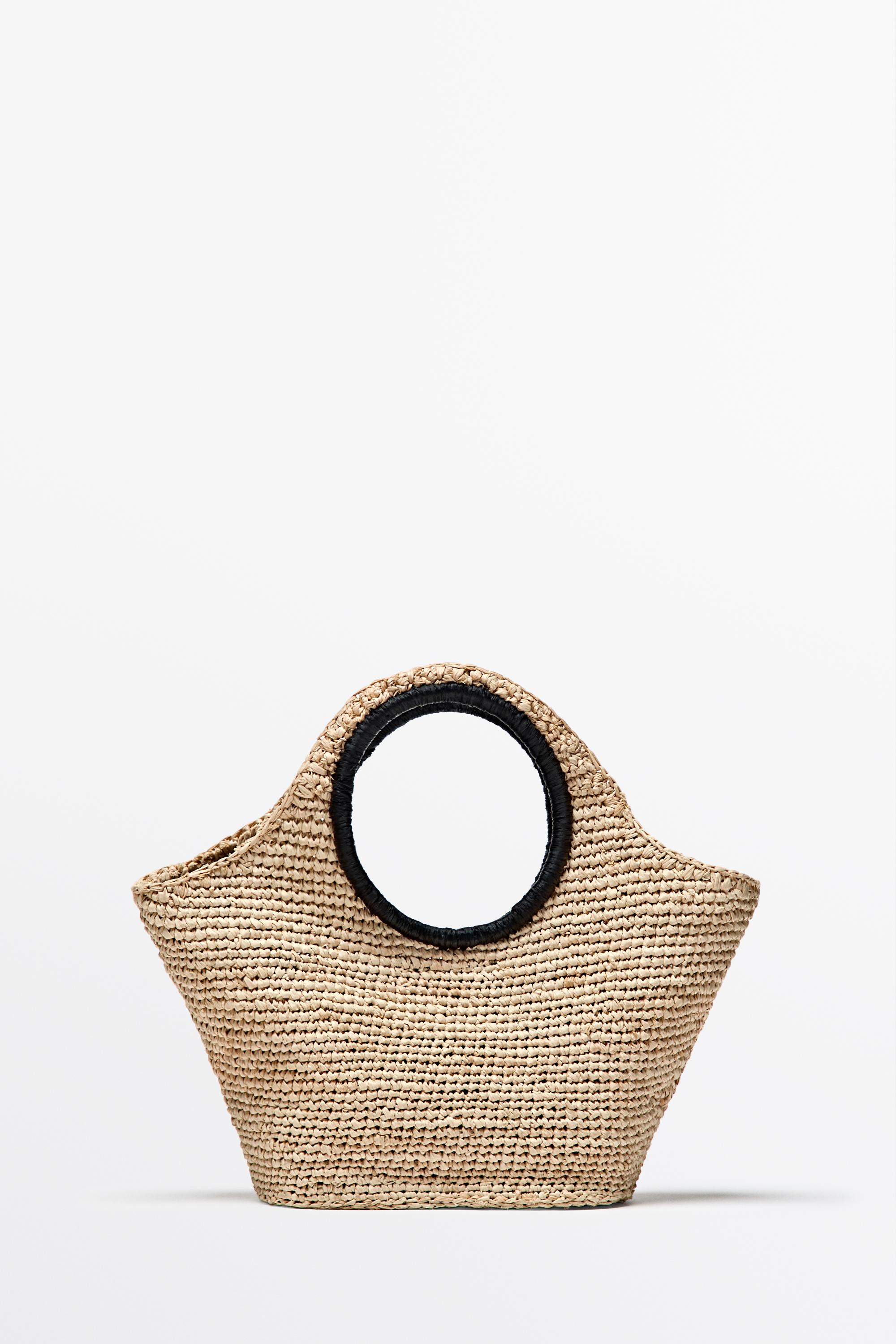 Mini-sac demi-lune en 100% raphia